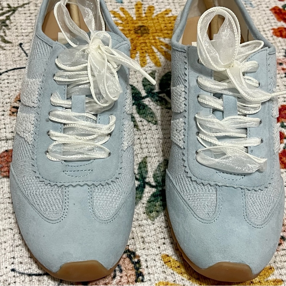 New Anthropologie Dolce Vita Dream Bead Sneakers Blue Multi Burlap - Picture 8 of 16